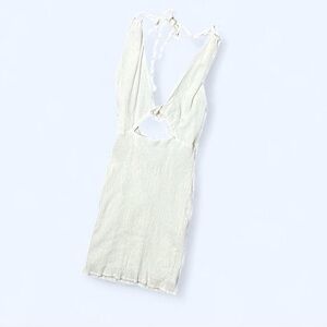 Forever 21 Ivory Textured Halter Summer Beach Vacation Dress Size Small